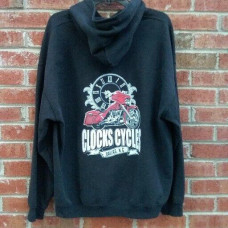 MOTORCYCLE HOODIE Clocks Cycles Dallas North Carlonia Black Size L / XL  MOTORCYCLE HOODIE Clocks Cycles Dallas North Carlonia Black Size L / XL