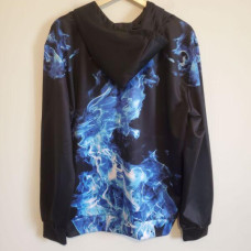 Black Blue Flame Large Hoodie Hooded Sweatshirt Kangaroo Pocket