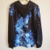 Black Blue Flame Large Hoodie Hooded Sweatshirt Kangaroo Pocket