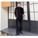 Men's Autumn Fashion Chinese Style Stand Collar Printed PANKOU Coats Pants 2PC