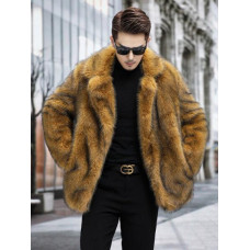 Men's Faux Fur Jacket Lapel Short Style Thickened Loose Casual Coat Winter Warm Men's Faux Fur Jacket Lapel Short Style Thickened Loose Casual Coat Winter Warm