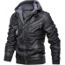 Men's Genuine Real Leather Jacket Black Bomber Winter Hooded Jacket Coat