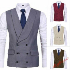 Mens Slim Fit Double Breasted Business Waistcoat British Formal Dress Vest 2024 Mens Slim Fit Double Breasted Business Waistcoat British Formal Dress Vest 2024