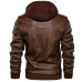 Men's Motorcycle Biker Pu Leather Hooded Jacket Zip Up Coat Outwear Tops
