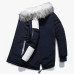 Men Fur Collar Mid Length Coats Warm Outwear Jacket Thicken Pocket Hooded Winter