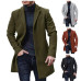 2023 New Woolen Coat Men's Woolen Mid Length Trench Coat Wool Blend Fall Jacket