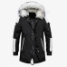 Men Fur Collar Mid Length Coats Warm Outwear Jacket Thicken Pocket Hooded Winter