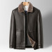 Mens Faux  Leather Jacket  Business Casual Thickened Fur Lined Winter Dad Coat