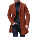 2023 New Woolen Coat Men's Woolen Mid Length Trench Coat Wool Blend Fall Jacket