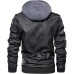 Men's Genuine Real Leather Jacket Black Bomber Winter Hooded Jacket Coat