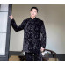 Men's Autumn Fashion Chinese Style Stand Collar Printed PANKOU Coats Pants 2PC