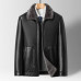 Mens Faux  Leather Jacket  Business Casual Thickened Fur Lined Winter Dad Coat
