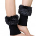Women Faux Fur Boot Cuff Short Furry Leg Warmers Knitted Girls Winter Socks