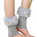 Women Faux Fur Boot Cuff Short Furry Leg Warmers Knitted Girls Winter Socks