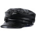 Men's Motorcycle hat Genuine cowhide vintage captain flat top beret Newsboy Cap