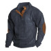 New Men Sweatshirts Loose Long Sleeve Collar Pullover Tops Outdoor Hoodies 