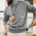 Vintage Men Winter Knitted Turtleneck Sweaters Solid Warm Gray Classic Pullover