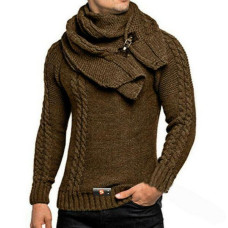Casual Men's Knitted Jacket Turtleneck Cardigan Winter Pullover Hoodies Sweaters