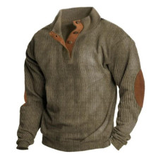 New Men Sweatshirts Loose Long Sleeve Collar Pullover Tops Outdoor Hoodies 