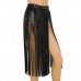Women PU Leather Fringe Tassels Mini Skirt Boho Long Waist Belt Clubwear Skirts