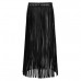 Women PU Leather Fringe Tassels Mini Skirt Boho Long Waist Belt Clubwear Skirts