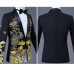 Men 2pcs Suit Coat Jacket Pants Lapel Collar Evening Party Floral Printed Formal