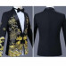 Men 2pcs Suit Coat Jacket Pants Lapel Collar Evening Party Floral Printed Formal
