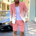 Fashion Casual Suit Shorts Single Breasted Mens 2PCS Business Coat+pants Formal 