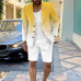 Fashion Casual Suit Shorts Single Breasted Mens 2PCS Business Coat+pants Formal 