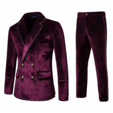 2023 Men's Velvet Suits Casual Dress Jacket Party Costumes Men's Sets