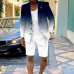 Fashion Casual Suit Shorts Single Breasted Mens 2PCS Business Coat+pants Formal 
