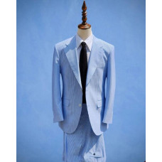 Blue Men Suede Summer Suits Slim Fit 2 Pieces Single Breasted Prom Wedding Suits