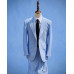 Blue Men Suede Summer Suits Slim Fit 2 Pieces Single Breasted Prom Wedding Suits