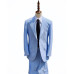 Blue Men Suede Summer Suits Slim Fit 2 Pieces Single Breasted Prom Wedding Suits