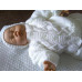 New. Hand Knitted Baby White Cardigan & Hat.0-3 Months.Unisex