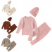 Girls Autumn Winter Sweater Set Ribbed Elastic Knit Clothes Outfit Solid Tops 