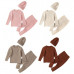 Girls Autumn Winter Sweater Set Ribbed Elastic Knit Clothes Outfit Solid Tops 