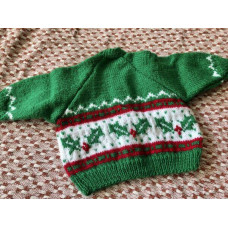 Beautiful hand knitted child’s baby Christmas cardigan traditional 1-2 years
