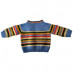 Hand Knit Toddler Sweater Wool Fair Isle Pullover Blue Crew Neck Unisx 1-2