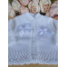 Baby Girl Cardigan White Knitted Crochet Fancy Pattern Bow NB 0 3 6 9 Portuguese